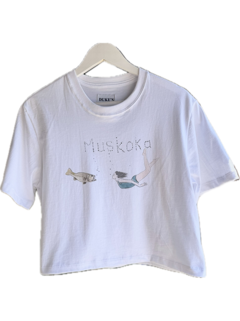 Muskoka Fish Crop Tee- White